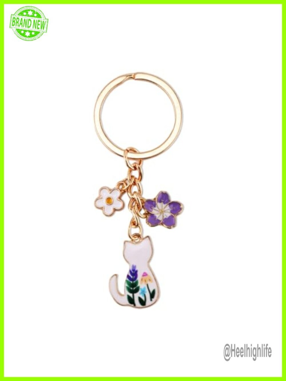 Mikovivi Cat Keychain Enamel Flower Bag Charm Kawaii Keychain for Purses